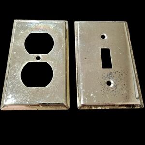 VTG Polished Brass Light Switch Duplex Outlet Wall Plate Taiwan Mid Century